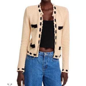 NWT L'AGENCE Astor Contrast Trim Cardigan Biscuit